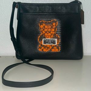 Rare Limited Edition Black/Orange Leather Gummy Bear Cross Body Coach Purse